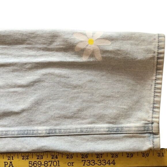 PacSun 90s Boyfriend Daisy Paint Jeans Womens Size 26 Light Wash High Rise Denim - Picture 12 of 15